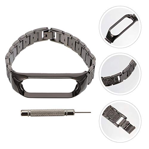 ibasenice Pulseira de relógio compatível com Xiaomi mi Band 5 - Pulseira de substituição de aço inox