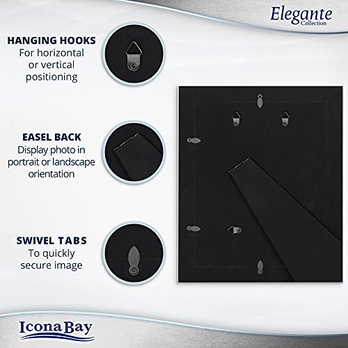 Icona Bay 8X10 Picture Frames (Silver, 3 Pack), Contemporary Photo Frames 8 X 10, Wall Mount Or Table Top, Elegante Collection #TOP3