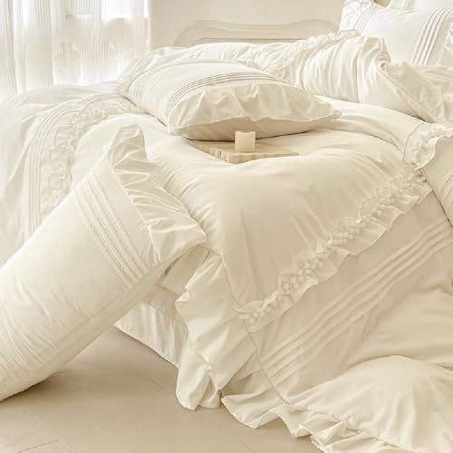 Housse de couette 220x240cm blanche parure de lit romantique pour des nuits douces - 6