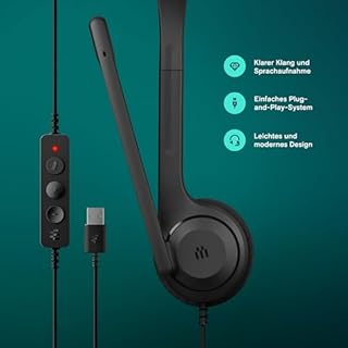 EPOS C1 Business USB-A Headset mit Mikrofon, Chrom-Zertifiziert, kabelgebundene Kopfhörer, Mikrofon mit Geräuschunterdrückung, verbesserte Audioqualität, Konnektivität für Moderne Geräte, On-Ear