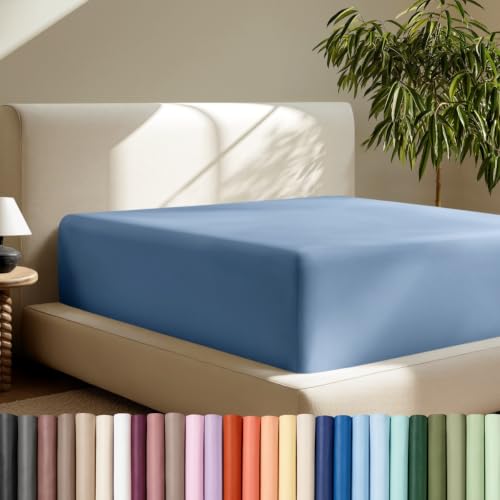 Bare Home Deep Pocket Fitted Sheet (Queen - 22" Pocket, Coronet Blue)