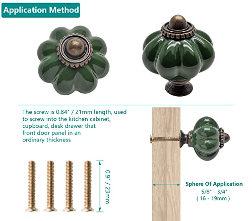 Seimneire 25pcs Dark Green Pumpkin Knobs, Vintage Ceramic Cabinet Handles, Dresser Drawer Door Pulls With Mounting Screws by Seimneire - Image 6