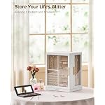 360° Rotating Jewelry Box with 5 Drawers, Spacious Vertical Jewelry Organizer with Glass Window, Jewelry Storage Case, Dustproof & Moisture-resistant Design, White - Image 2