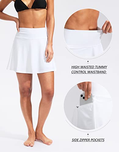 Image of Kayrth Women's High Waisted Swim Skirt with Zipper Pockets Tummy Control Bathing Suit Swimsuit Tankini Bottoms