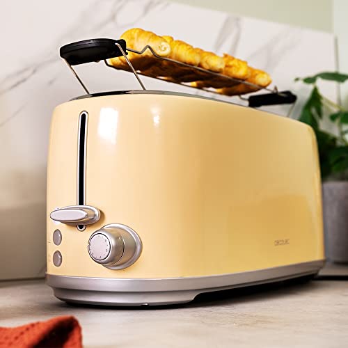 Cecotec Toaster 4 Scheiben Toast&Taste 1600 Retro Double Beige, 1630 W, 2 Breite und Lange Schlitze von 3,8 cm, Edelstahl, Obere Roste, Regulierbare Leistung, Krümelschublade 6 Cecotec Toaster 4 Scheiben Toast&Taste 1600 Retro Double Beige, 1630 W, 2 Breite und Lange Schlitze von 3,8 cm, Edelstahl, Obere Roste, Regulierbare Leistung, Krümelschublade