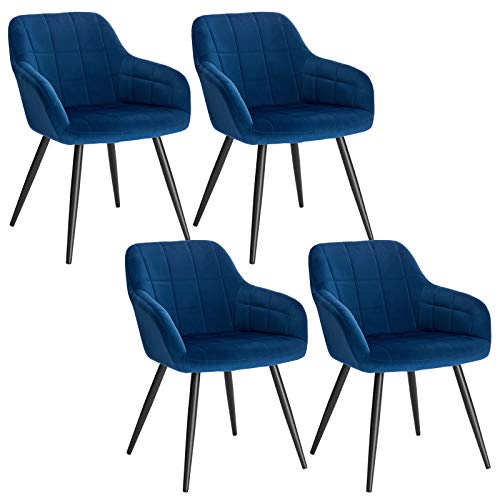 Woltu 4 X Sillas De Comedor Nordicas Estilo Vintage Juego De 4, Silla De Cocina Silla Tapizada Con Reposabrazos Tapizadas Terciopelo, Estructura De Metal, Azul Bh93bl-4 Woltu 4 X Sillas De Comedor Nordicas Estilo Vintage Juego De 4, Silla De Cocina Silla Tapizada Con Reposabrazos Tapizadas Terciopelo, Estructura De Metal, Azul Bh93bl-4