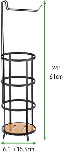 Miniatura 4 de mDesign Modern Metal Freestanding Toilet Paper Roll Holder Stand and Dispenser - Floor Holder Storage for 4 Rolls of Toilet Tissue or Bathroom