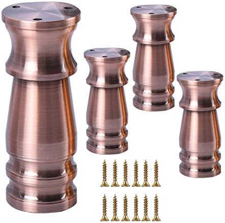 JXCAA 4 Pieces Metal Furniture Legs,Adjustable Table Leg,Thick Aluminum Alloy Furniture Legs, European Style Cabinet Legs, Sofa Legs Support Legs,Brass, Copper, Black, White, 8 cm to 15 cm