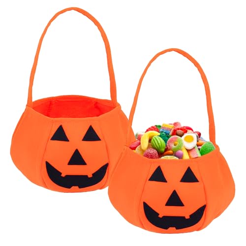 2 Stück Halloween Kürbis Candy Bag, Kürbis Tasche, Subigkeiten Tasche, Kinder für Halloween Candy Bags Party Decor