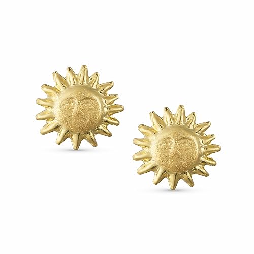 Écrous d'oreilles or jaune 10K anti-allergie soleil céleste - 2