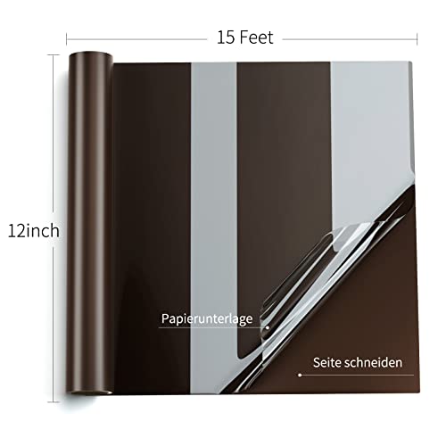 UIOK Vinylfolie Plotter Matte Kaffee Selbstklebende Folie, 12 x 15ft Vinyl Plotterfolie Rollen Selbstklebende Folie für Cricut und Anderen Bastelschneidern DIY Dekorfolie (Kaffee)