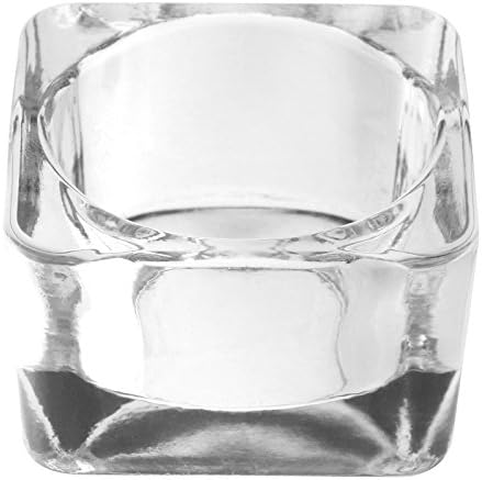 5cm Square Tea light Candle Holder | Set of 12 | Ideal For Weddings, Home Decor, Parties, Table Settings & Gifts | Luxury Clear Glass | Modern Design | M&W