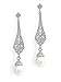 Mariell Cubic Zirconia Vintage Art Deco Dangle Earring with Freshwater Pearl Drops for Brides or Weddings