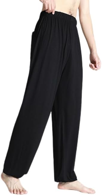Mens Kung Fu Pants for Tai Chi & Martial Arts Training - Chinese Lantern Trousers with Elastic Waist, Lightweight Flowfit