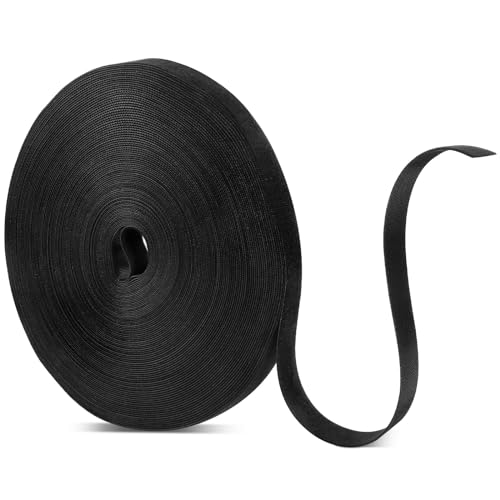 30m Klett Kabelbinder, 20mm Klettband Beidseitig Klettverschluss | Selbstklebend Klettbandrolle Wiederverschließbar für Innenbereich und Außenbereich (Schwarz)