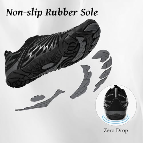 Image of Hike Barefoot Shoes Footwear, Pro Barefoot Shoes Women Men, Athletic Hiking Minimalist Water Shoe Breathable Quick Dry Zero Drop Trail Running Shoe with Non-Slip Sole & Wide Toe Box Black-a