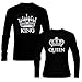 picontshirt King & Queen Long Sleeve Black Couple T-Shirts