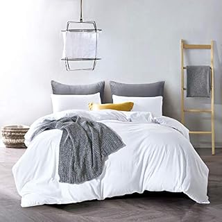 ATsense Duvet Cover Queen, 100% Washed Cotton, Bedding Duvet Cover Set, 3-Piece, Ultra