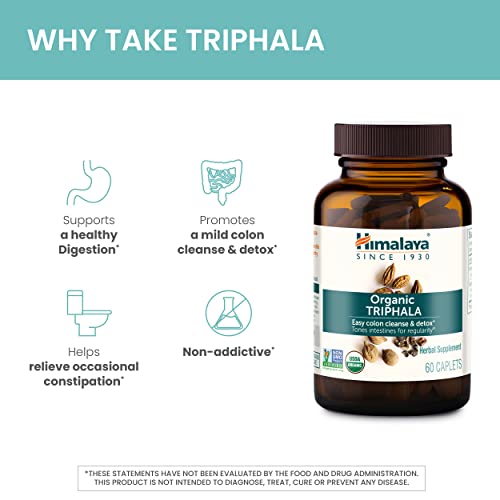 Himalaya Organic Triphala, Colon Cleanse & Digestive Supplement For Occasional Constipation, 688 Mg, 30 Caplets, 1 Month Supply #TOP3