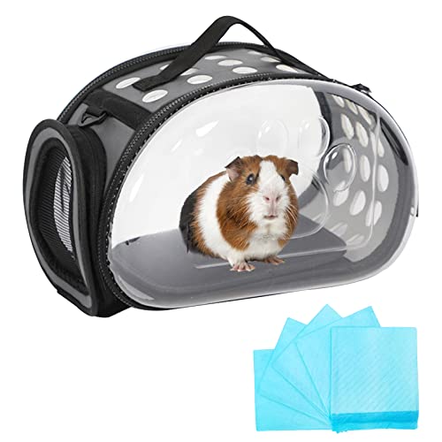 Bnosdm Small Animal Carrier Bag,Portable Guinea Pig Carrying Case With 5Pcs Disposable Underpads Breathable Hedgehog Travel Cage Transparent Outdoor Package For Bird Squirrel Chinchilla #TOP19