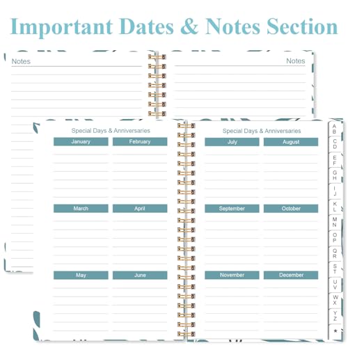 Address Book with Alphabetical Tabs - Small Address Book Spiral with Address Contacts, Special Date, Phone, Birthday & Internet Login Password for Home and Office, 4.3" x 6.2", Teal Leaf - Thumbnail 6