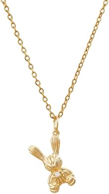 Dainty Rabbit Charm Stainless Steel Necklace for Women Cute Easter Day Doll Bunny Pendant Crystal Animal Adjustable Chain Clavicle Choker Adorrable Festival Holiday Jewelry for Girlfriend Daughter