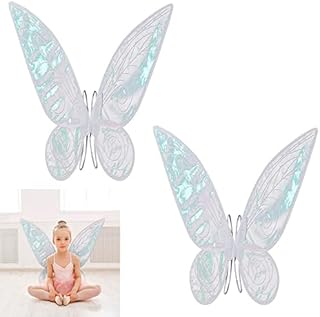 2 PCS Fairy Wings Costume Fairy Angel Wings Fancy Dress Up Child's Fairy Wings Butterfly Angel Glitter for Kids Butterfly Wings with Elastic Shoulder Straps Kids Masquerade Party Cosplay Props