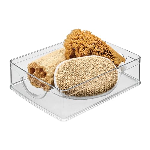 iDesign Stackable Pantry Bin with Handles for Cabinets or Fridge, Clear, Made in USA