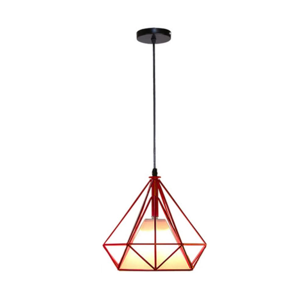 Suspension diamant en fer forgé rouge au design postmoderne pour salle à manger