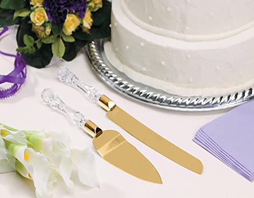 Wafjamf Cake Knife And Server - Elegant Wedding Cake Knife Set, Stainless Steel Blade And Acrylic Faux Crystal Handle For Wedding Birthdays Anniversary Thanksgiving Christmas #TOP1