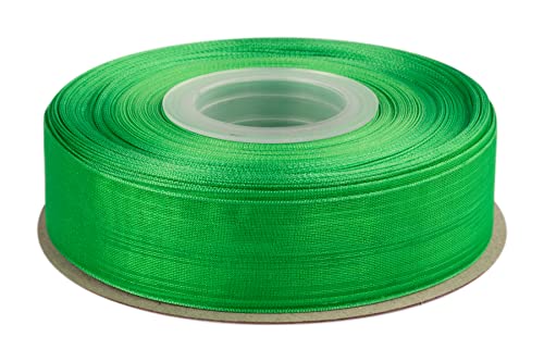 Ribbonitlux 1 Inch Sheer Organza Ribbon, Classic Green Shimmer Chiffon Ribbon 50 Yards-Roll, Ideal for Wedding Events Christmas Decaration Making Floral Bouquets DIY Crafts