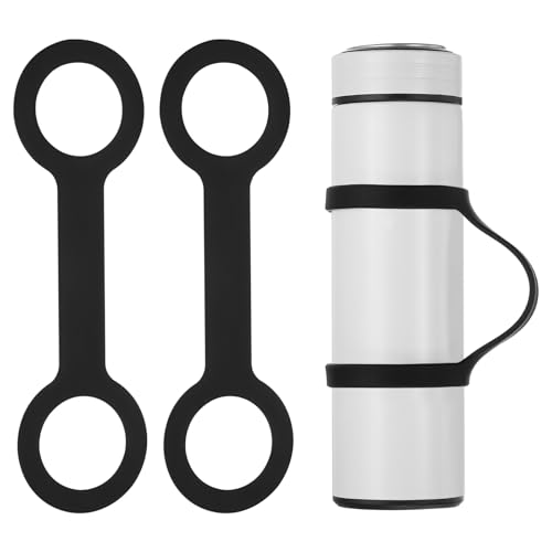 PATIKIL Water Bottle Carrier Grip, 2 Pcs Portable Soft Silicone Non-Slip Water Handle Grip Water Bottle Holder Strap for Outdoor Running Bike Gym Jogging Carrying, Black