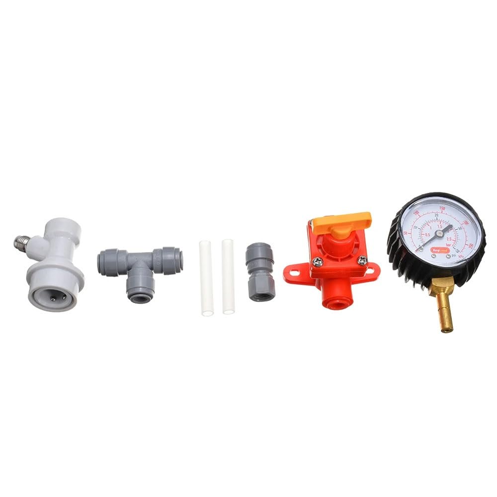 Juego de válvulas giratorias de diafragma de acetal con medidor de alivio de presión ajustable, 0-40 PSI, perfecto para elaboración de cerveza casera y aplicaciones industriales