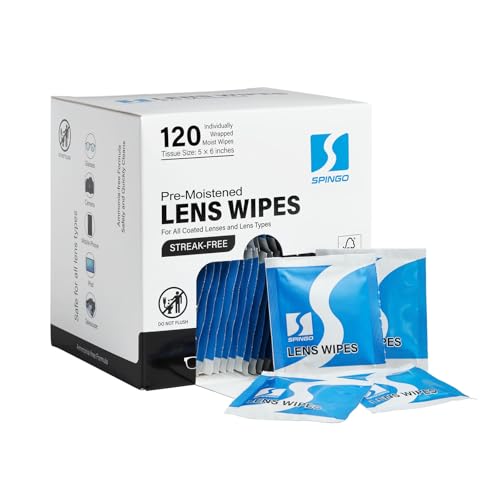 Lens Wipes for Eyeglasses, Spingo Eye Glasses Cleaner Wipes, Pre-Moistened Glasses Wipes for Sunglasses, Phone, Camera Lens, Goggles and Other Optical Lenses. (120 Count)