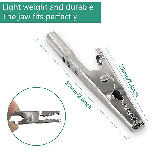 25Pcs 51Mm Metal Alligator Clip Spring Clamps Test Line Crocodile Clip Silver Tone Alligator Clips Nickel Plated Crocodile Clamps, Used In Laboratory Electric Testing Work And Cable Lead Clip #TOP5