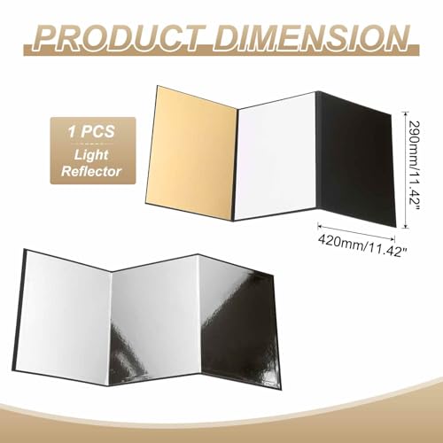 DEFANEX 17"x11" Light Reflector 4 in 1 Photography Reflector Cardboards, Foldable & Stable for Still Life Product Food Photo Shooting, Self-Standing, Gold by DEFANEX - Image 2