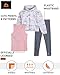 RBX Girls Pants Set - 3 Piece Active Fleece Tank Top Pullover Girls Hoodies and Kids Leggings Athletic Set (7-14), Size 10-12, Vanilla Multi
