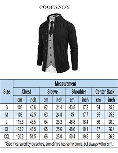 Coofandy Men's Long Sleeve Cardigan Sweater Stand Collar Business Casual Sweater Button Down Sweater Black #TOP5