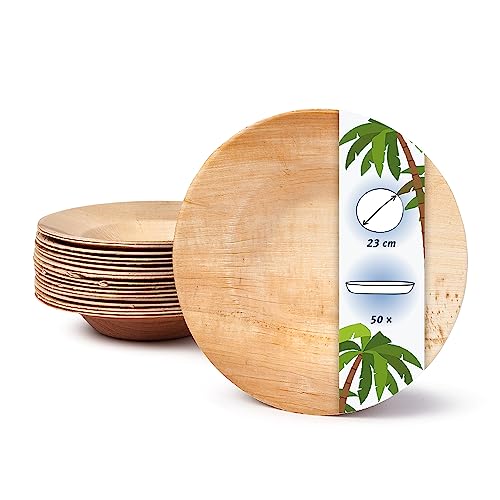 onlyleaf Palmware Zuppiera profonda monouso di alta qualità I circa 23cm 50 pezzi Snackchale in Foglia di Palma, Piatti di Pasta stoviglie monouso compostabile ed biodegradabile