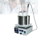 Agitador magnético de placa calefactora con barra agitadora, pantalla digital LED, 0-2450 rpm, potencia de calentamiento for mezclar y agitar en el laboratorio.(3L)