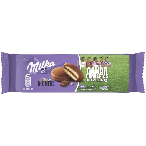 Milka Choc & Choc Bizcochos Rellenos de Cacao y Chocolate con Leche, 150g