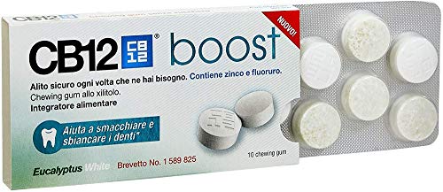 CB12 Whitening Boost Gomme da Masticare per Prevenire l'Alito Cattivo e Migliorare l'Igiene Orale,10 Chewing Gum - 200 Gr