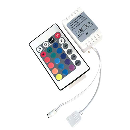 rongweiwang LED Controller Contrôleur de Bande IR LED RGB Controler Lampe LED 24V Bluetooth Controller IR Variateur Télécommande DC12V 6A WiFi Télécommande, 24 Clés