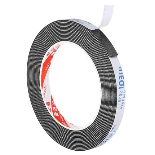 Image of PATIKIL 5m/16.4ft Sealing Foam Tape, 10mm Wide 1mm Thick Single Sided Weather Stripping Door Furniture Seal Strip for Window Pipes Insulation, Black