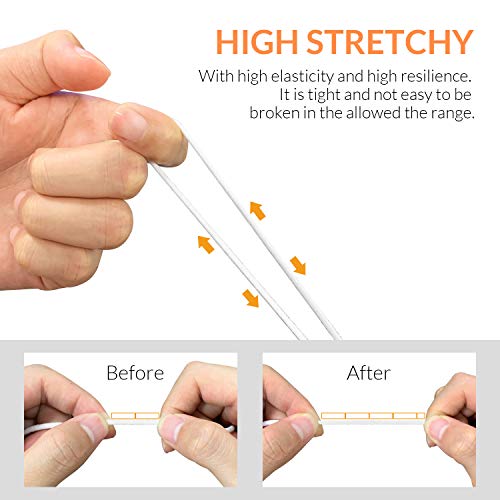 3Mm(1/8 Inch) 10 Yard Elastic Ear Tie Cord String Round Stretchy Earloop Strap Sewing For Diy Craft Handmade Making Stretch Rope Band - White #TOP1