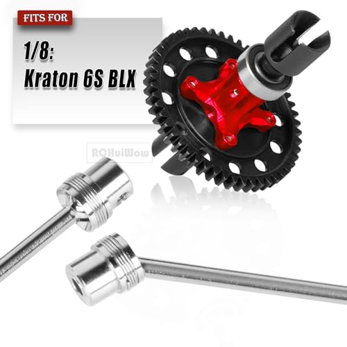 Image of Axle Drive Shafts & 50T Gear Slipper Upgrades Part for 1 /8 Kraton 6s,Steel #45 RC Center CVD Driveshafts,2pcs,with 50T Slipper,Red