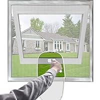 Mellroom Einstellbare Fenster Bildschirm Ersatz-Kit DIY mit Reißverschluss Öffnung,Fiberglas weiß 120X120cm kann geschnitten werden passt kleinere Größe,leicht zu öffnen Fenster,halten Bug Moskito aus