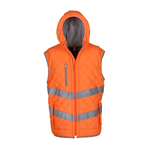 Yoko Unisex Adults Hi Vis Kensington Hooded Gilet (S) (Orange)