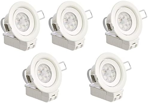 Amazon Basics 3W LED Integrated Recessed Spotlight round 70 mm (Cut out) 4000K Cool White, 6-Pack