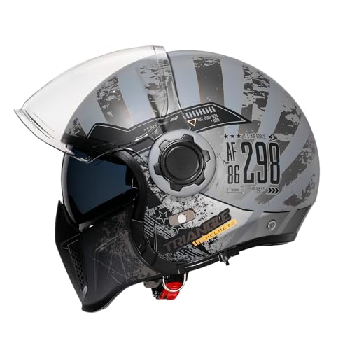 TRIANGLE Motorcycle Helmets Full Face Open face Helmet 3/4 for Men Dual Visor with Internal Tinted Sunshield DOT Approved - Thumbnail 2
